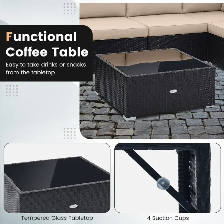 10 Piece Outdoor Wicker Conversation Set with Seat and Back Cushions - 29  x 25  x 25