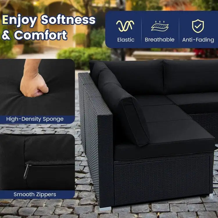 10 Piece Outdoor Wicker Conversation Set with Seat and Back Cushions - 29  x 25  x 25