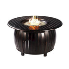Outdoor Aluminum 44 in. Round Fire Table Set with Four Deep Seating Swivel Rocking Chairs & Accessories