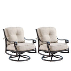 Outdoor Aluminum 44 in. Round Fire Table Set with Four Deep Seating Swivel Rocking Chairs & Accessories