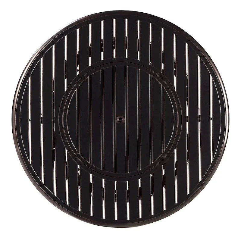 Outdoor Aluminum 44 in. Round Fire Table Set with Four Deep Seating Swivel Rocking Chairs & Accessories