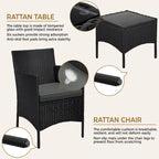 Yaheetech 3-Piece Bistro Set with Rattan Wicker Chairs and Table for Porch