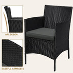 Yaheetech 3-Piece Bistro Set with Rattan Wicker Chairs and Table for Porch