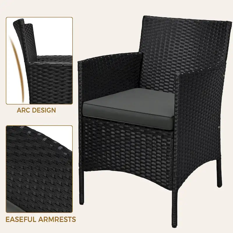 Yaheetech 3-Piece Bistro Set with Rattan Wicker Chairs and Table for Porch