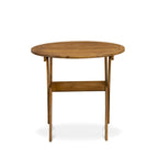 East West Furniture Outdoor Conversation Bistro Set Contains a Round Wood Coffee Table and 2 Folding Arm Chairs, Natural Oil