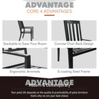 MAISON ARTS Faux Wood/ Steel 7-piece Patio Dining Set with 6 Stackable Chairs