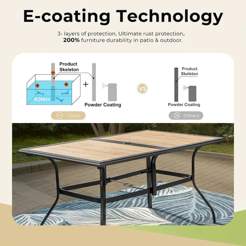 MAISON ARTS Faux Wood/ Steel 7-piece Patio Dining Set with 6 Stackable Chairs