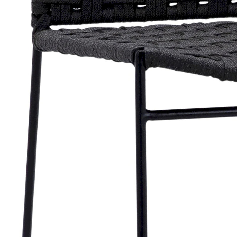 Alice Indoor-Outdoor Flat Rope and Iron Counter Stool