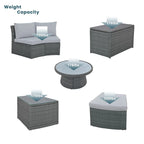 10-Piece Outdoor Rattan Sofa Set with Loveseats, Side Tables, Ottomans, and Storage Boxes, PE Wicker Patio Furniture Set