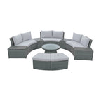 10-Piece Outdoor Rattan Sofa Set with Loveseats, Side Tables, Ottomans, and Storage Boxes, PE Wicker Patio Furniture Set