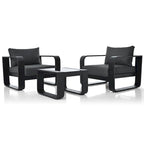 Patio Conversation Set Aluminum Frame With Cushion (Set of 3)