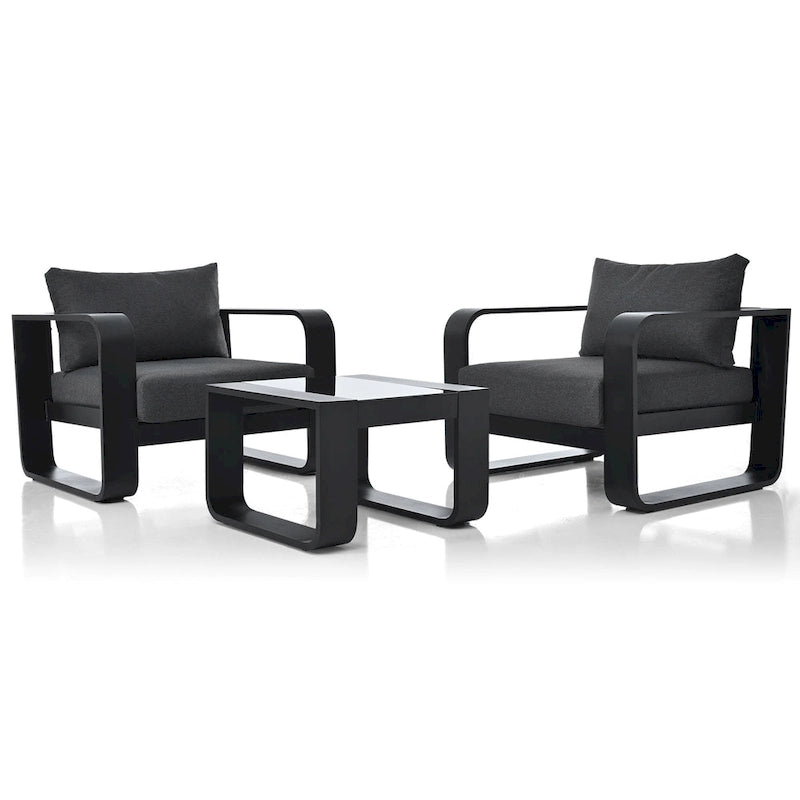 Patio Conversation Set Aluminum Frame With Cushion (Set of 3)