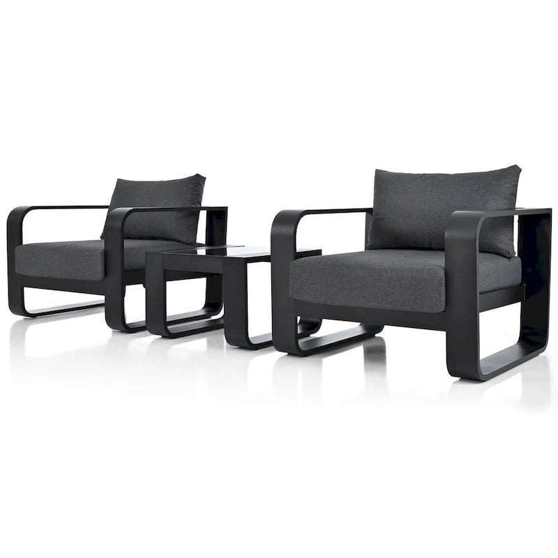 Patio Conversation Set Aluminum Frame With Cushion (Set of 3)