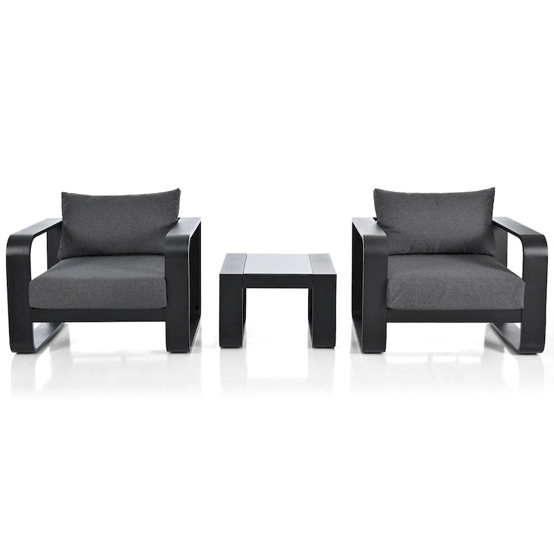 Patio Conversation Set Aluminum Frame With Cushion (Set of 3)