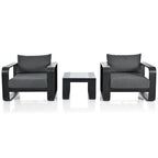 Patio Conversation Set Aluminum Frame With Cushion (Set of 3)