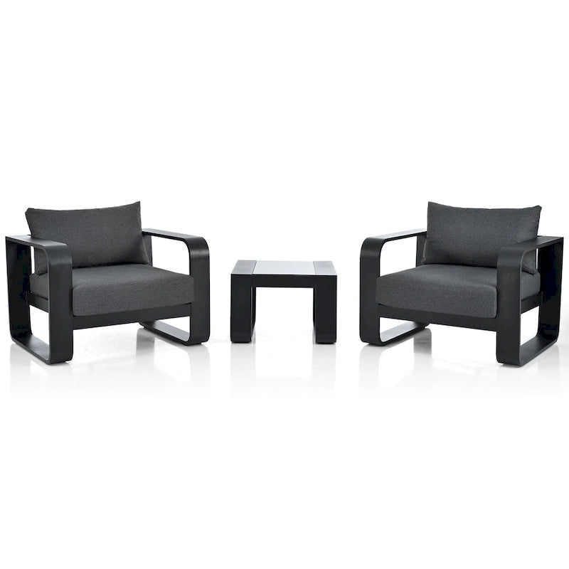 Patio Conversation Set Aluminum Frame With Cushion (Set of 3)