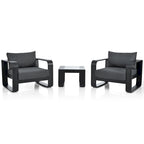 Patio Conversation Set Aluminum Frame With Cushion (Set of 3)