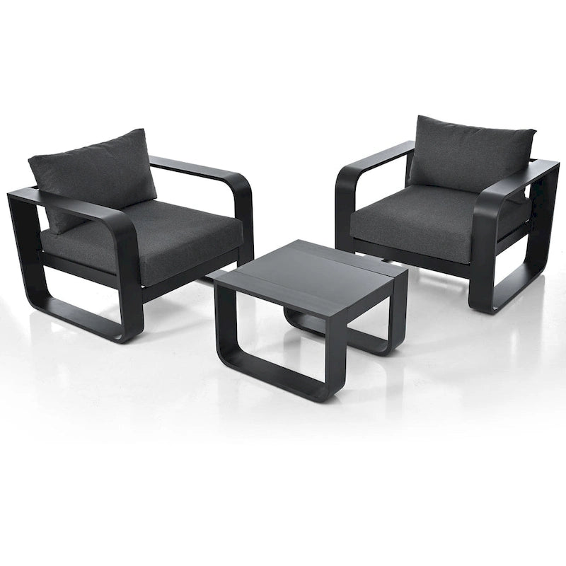 Patio Conversation Set Aluminum Frame With Cushion (Set of 3)