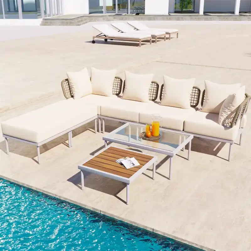 8-Piece Patio Sectional Sofa Set with Coffee Table