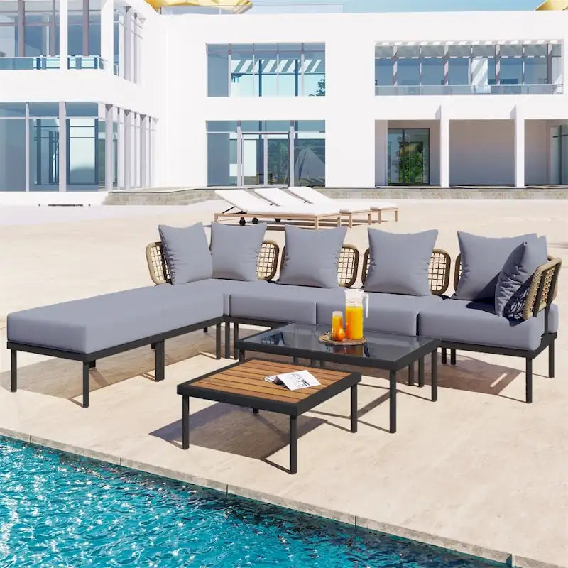 8-Piece Patio Sectional Sofa Set with Coffee Table