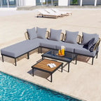 8-Piece Patio Sectional Sofa Set with Coffee Table