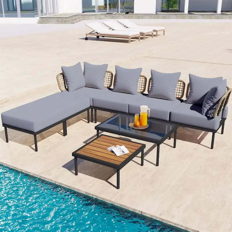 8-Piece Patio Sectional Sofa Set with Coffee Table