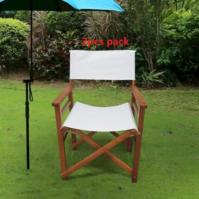 Set of 2 Wooden Canvas Folding Chairs