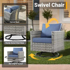 HOOOWOOO 10-piece Outdoor Grey Wicker Patio Furniture Set with Fire Pit Table