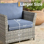 HOOOWOOO 10-piece Outdoor Grey Wicker Patio Furniture Set with Fire Pit Table