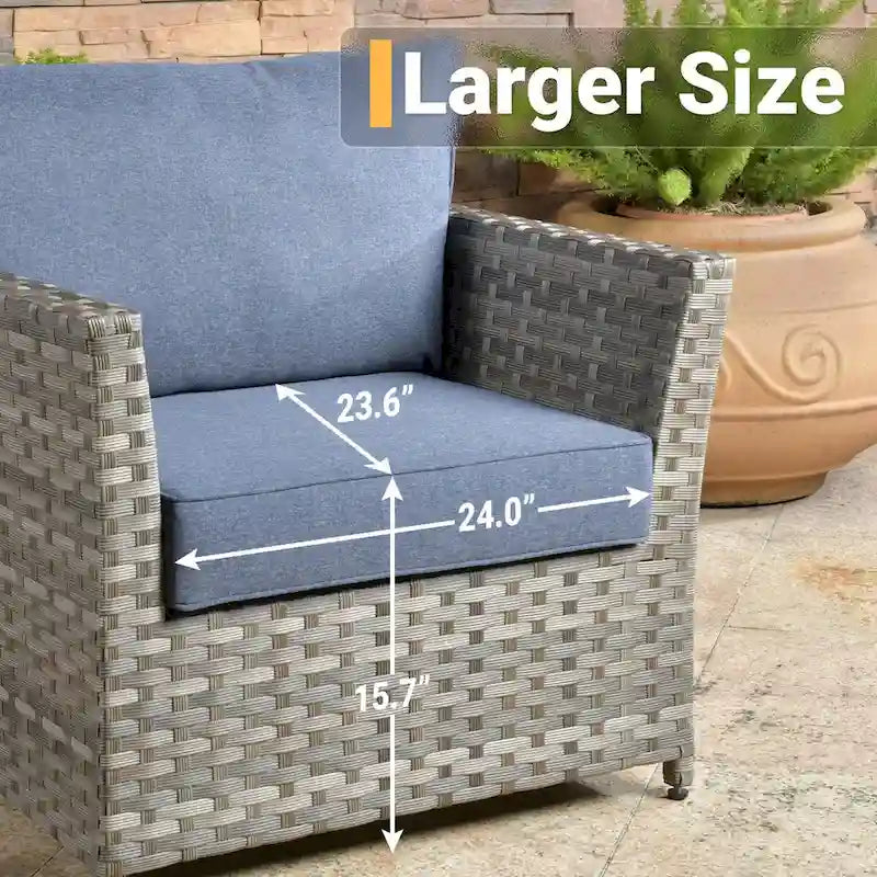 HOOOWOOO 10-piece Outdoor Grey Wicker Patio Furniture Set with Fire Pit Table