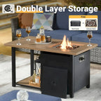 HOOOWOOO 10-piece Outdoor Grey Wicker Patio Furniture Set with Fire Pit Table