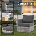 HOOOWOOO 10-piece Outdoor Grey Wicker Patio Furniture Set with Fire Pit Table