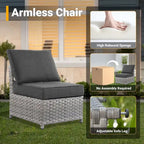 HOOOWOOO 10-piece Outdoor Grey Wicker Patio Furniture Set with Fire Pit Table