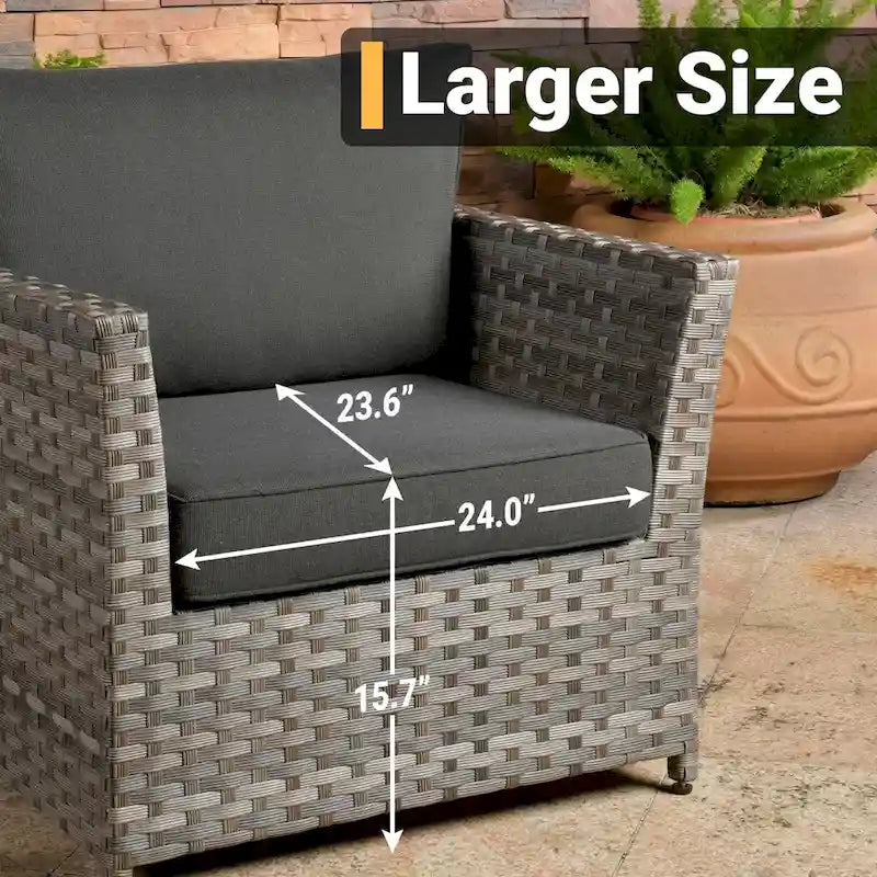 HOOOWOOO 10-piece Outdoor Grey Wicker Patio Furniture Set with Fire Pit Table