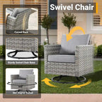 HOOOWOOO 10-piece Outdoor Grey Wicker Patio Furniture Set with Fire Pit Table