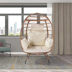 Steel Frame Wicker Egg Chair Max 440lb Capacity