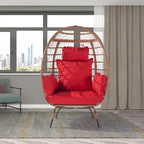 Steel Frame Wicker Egg Chair Max 440lb Capacity