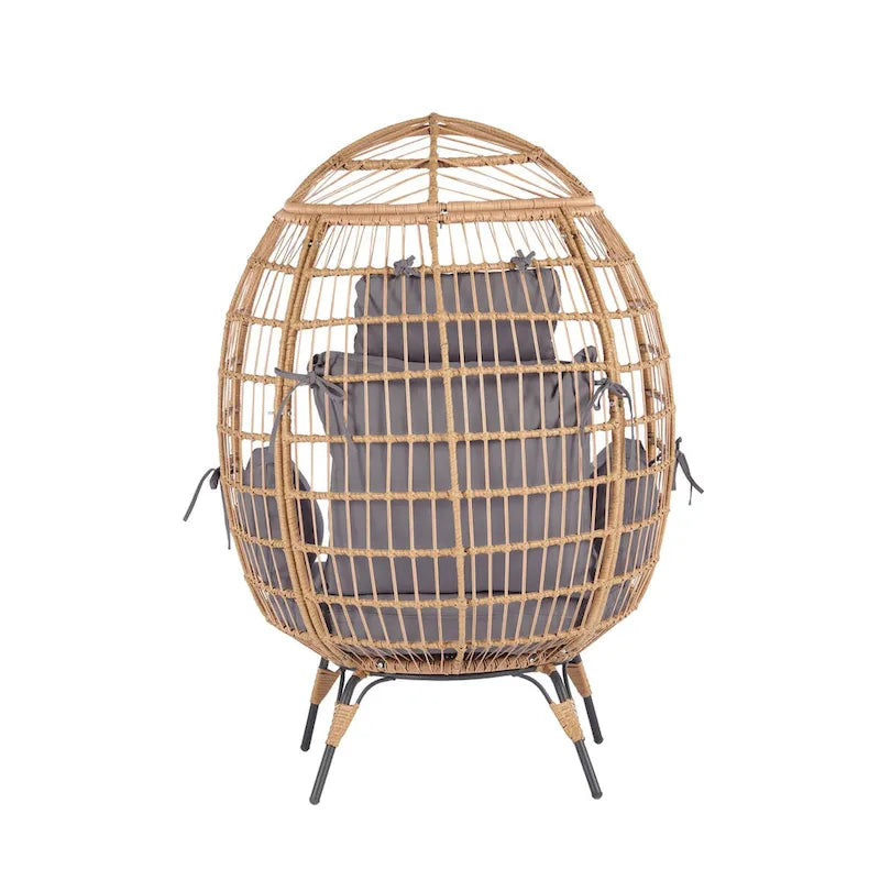 Steel Frame Wicker Egg Chair Max 440lb Capacity