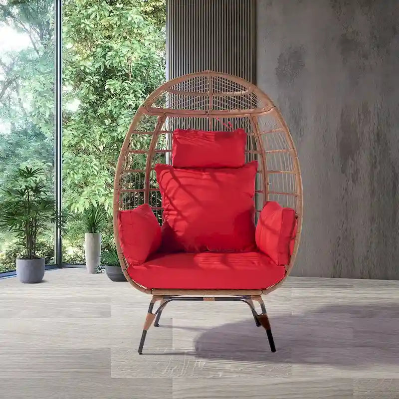Steel Frame Wicker Egg Chair Max 440lb Capacity