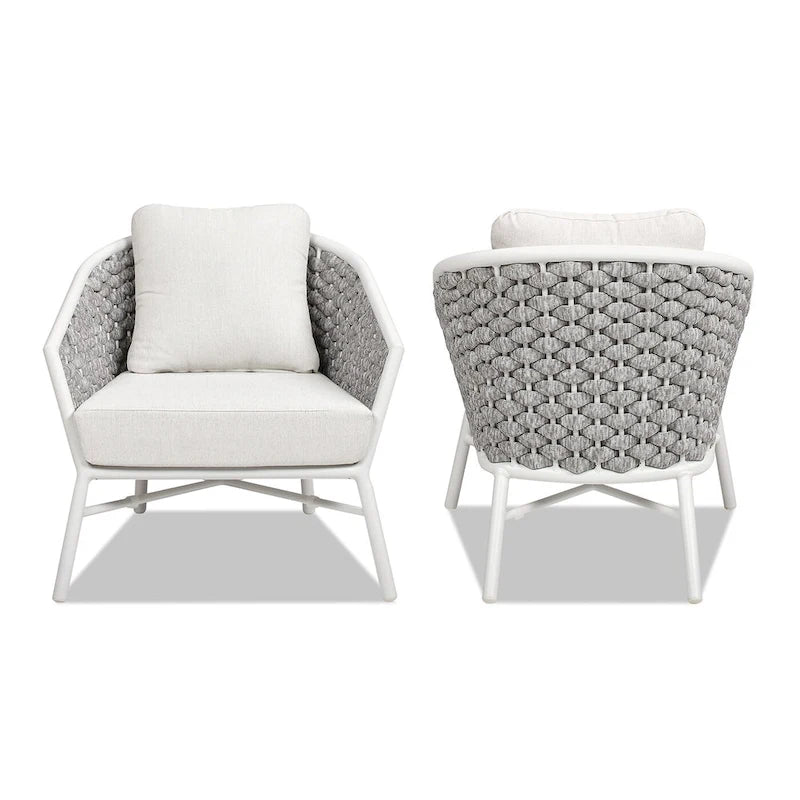 Rowan 30.5  Rope Woven Outdoor Patio Armchair (Set of 2) with Cushions