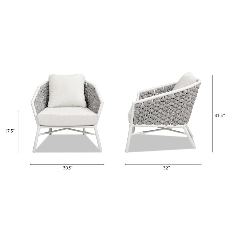 Rowan 30.5  Rope Woven Outdoor Patio Armchair (Set of 2) with Cushions