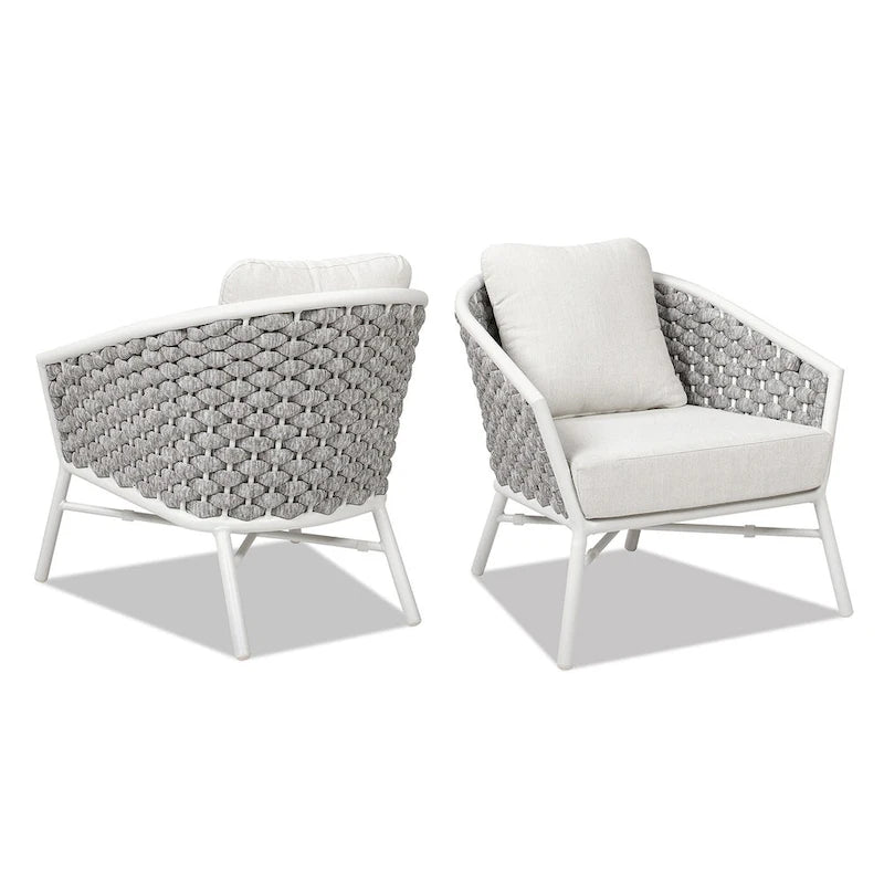 Rowan 30.5  Rope Woven Outdoor Patio Armchair (Set of 2) with Cushions