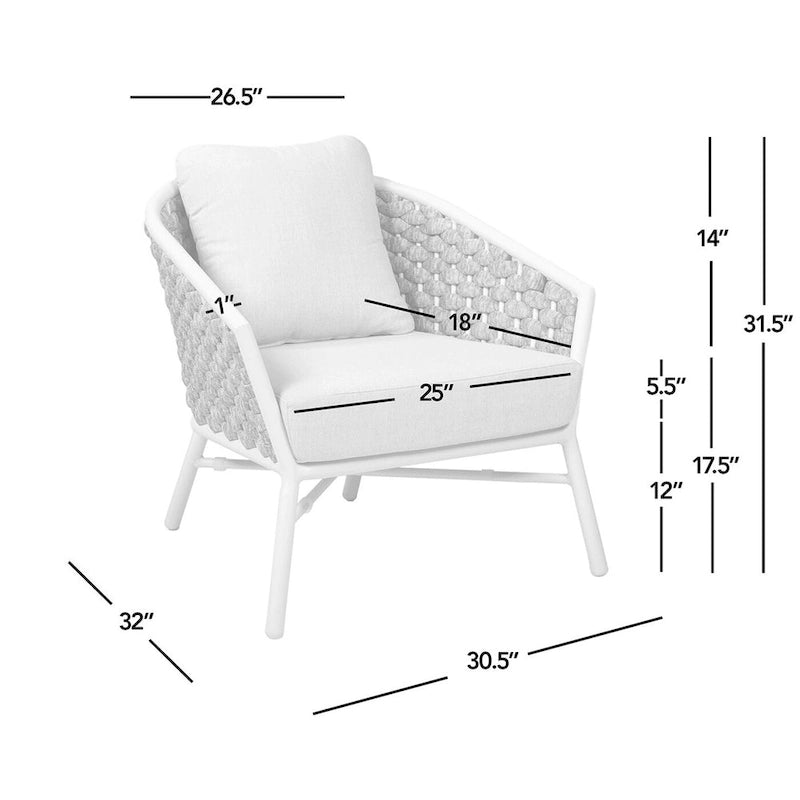 Rowan 30.5  Rope Woven Outdoor Patio Armchair (Set of 2) with Cushions