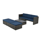 Patio Outdoor Furniture,Seasonal PE Wicker Furniture,5 Set Wicker Furniture,Plywood lift TOP Coffee Table,with Lounger Sofa