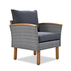 9-Piece Patio Rattan Furniture Set, Acacia Wood Legs and Tabletop, PE Rattan,Coffee Table, Washable Cushion