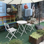 3 Piece White Foldable Outdoor Patio Bistro Sets