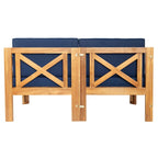 Outdoor Backyard Patio Wood 5-Piece Sectional Sofa Seating Group Set with Cushions
