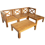 Outdoor Backyard Patio Wood 5-Piece Sectional Sofa Seating Group Set with Cushions