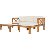 Outdoor Backyard Patio Wood 5-Piece Sectional Sofa Seating Group Set with Cushions