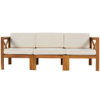 Outdoor Backyard Patio Wood 5-Piece Sectional Sofa Seating Group Set with Cushions